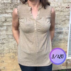 GOONG SOON Tan ruffled tank